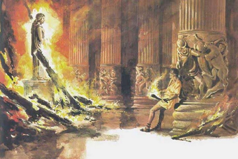 Герострат поджигает храм Артемиды