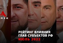 Рейтинг влияния губернаторов по версии АПЭК, июль 2022 г.
