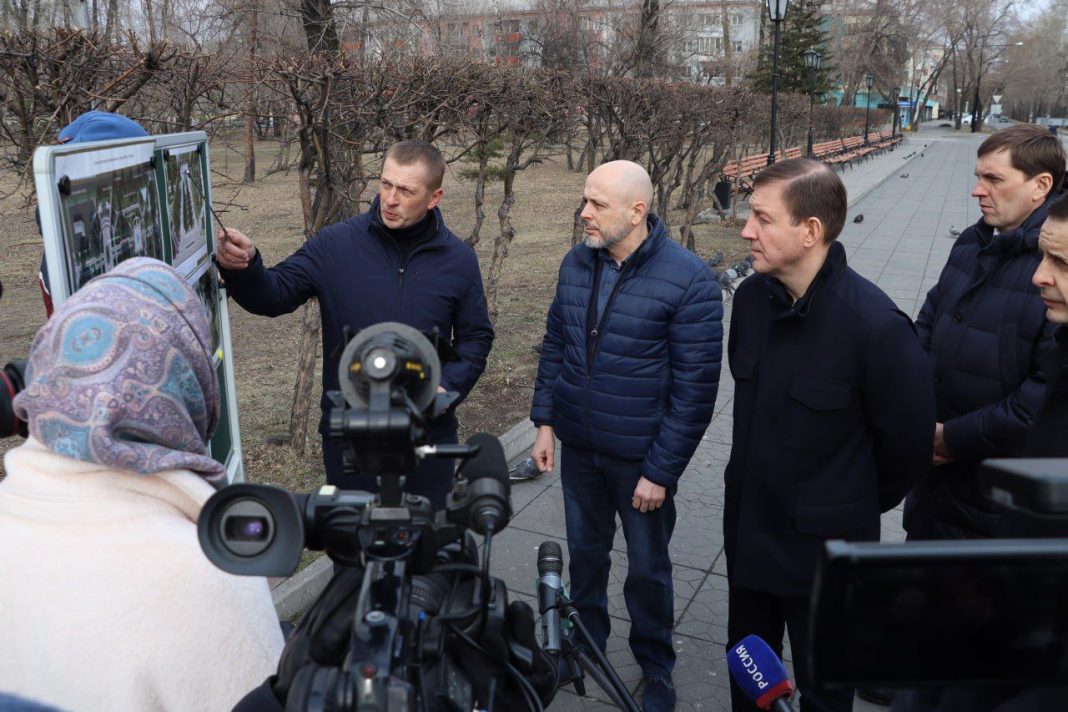 Сергей Сокол, Андрей Турчак и Алексей Лемин в Парке Победы