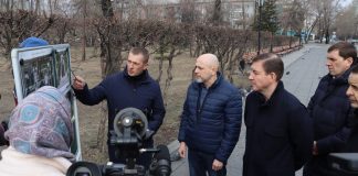 Сергей Сокол, Андрей Турчак и Алексей Лемин в Парке Победы