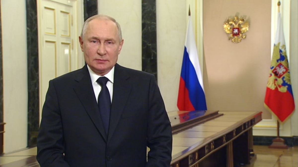 Кадр видеообращения В.В. Путина
