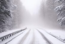 Метель, снег на дороге