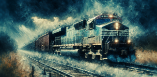 Поезд. Изображение сгенерировано нейросетью