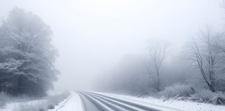 зима, туман, дорога, ИИ