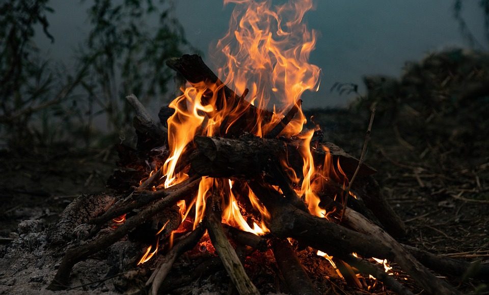 костер, огонь,