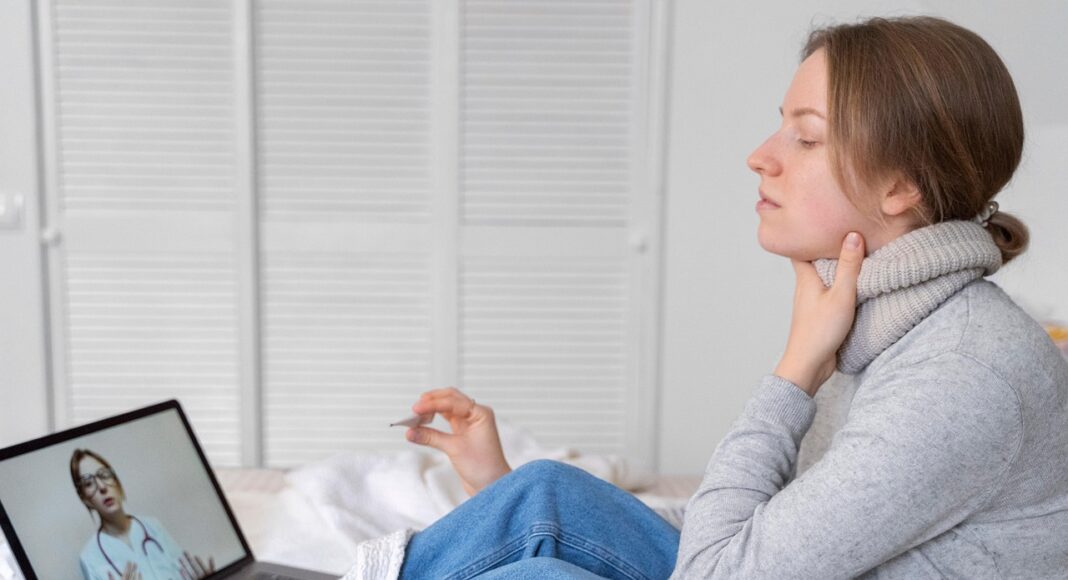 Изображение из фотобанка больной, болеть, грипп, простуда, телемедицина