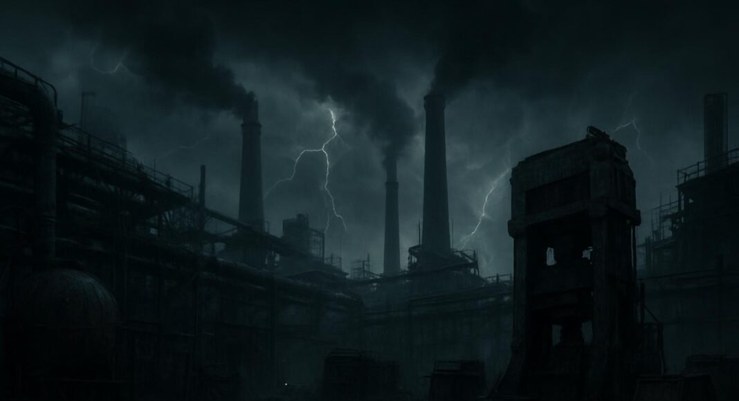 Кризис. Металлургия. Промышленное производство. Упадок. Изображение нейросети