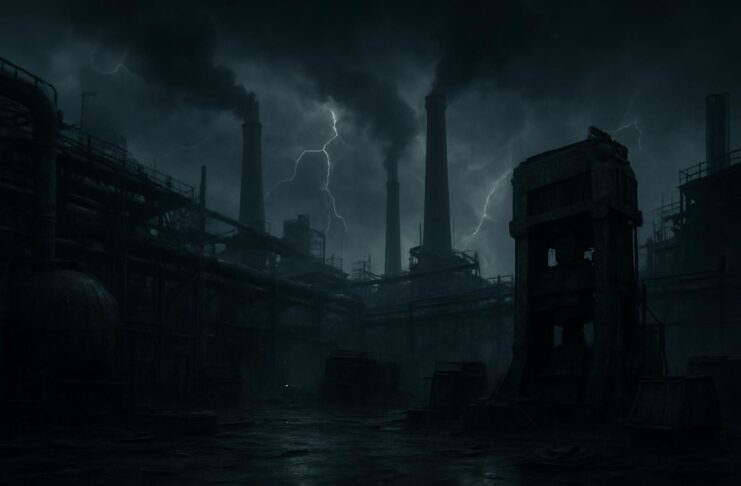 Кризис. Металлургия. Промышленное производство. Упадок. Изображение нейросети