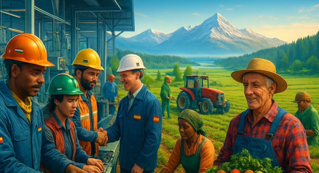 Кадры. Рабочая сила. Промышленность и сельское хозяйство. Мигранты. Импатрианты. Изображение нейросети.