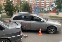 5-летний ребенок на самокате попал под машину в Абакане Фото Госавтоинспекции