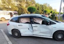 Автобус столкнулся с автомобилем в Абакане Фото Госавтоинспекции