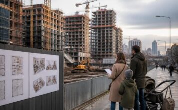 Строительство. Стройка. Семьи. Жильё. Новостройка. Ожидания. Изображение нейросети