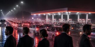 Кандидаты и АЗС. Изображение нейросети